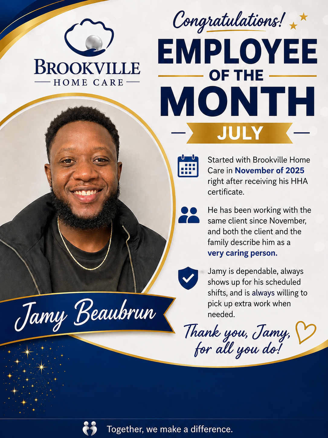 Celebrating July Employee of the Month, Jamy Beaubrun